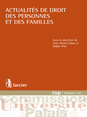 cover image of Actualités de droit des personnes et des familles